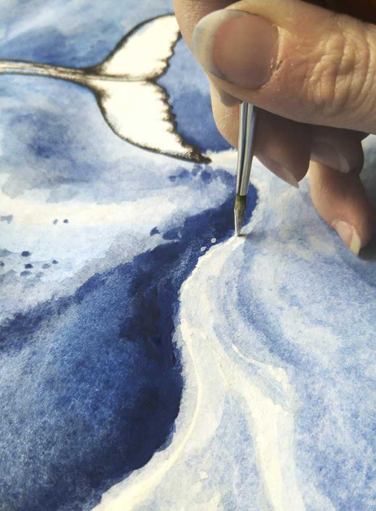 Aqua Canvas Anwendung mit Aquarell und Guache Deckweiß