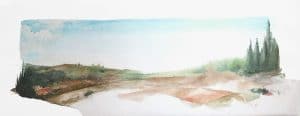 Gris watercolor landscape on canvas in large format